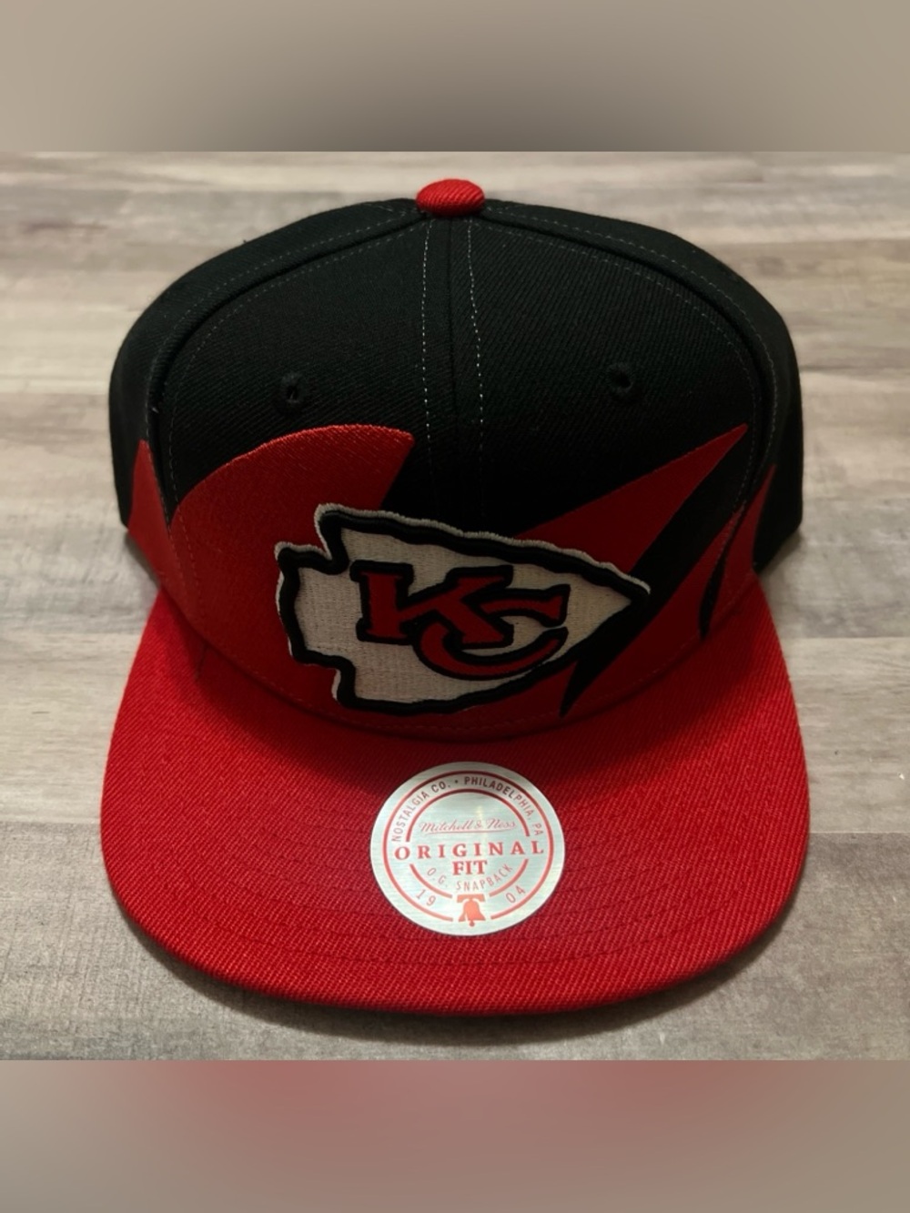 Mitchell & Ness NFL Kansas City Chiefs Snapback Hat Sharktooth Wool Blend Red